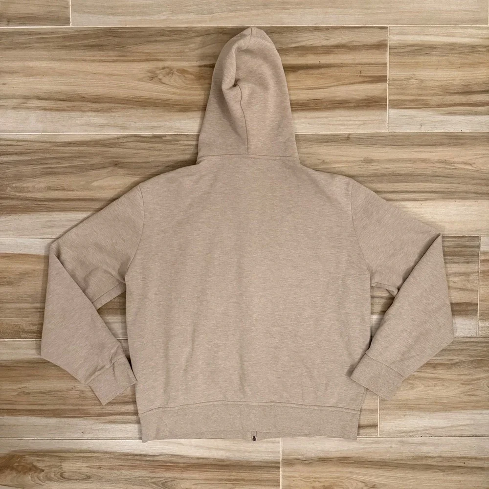 Polo Ralph Lauren Double Knit Full Zip Hoodie Beige Tan Heather Mens Size L